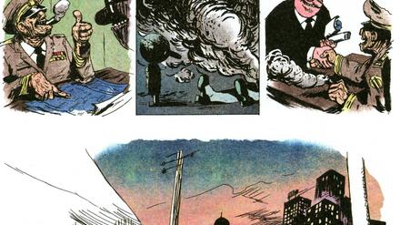 Mordmaschine. Der Comic kommt fast völlig ohne Worte aus. 