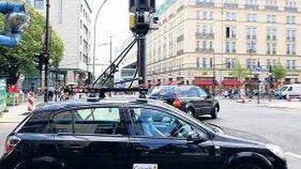 Im Einsatz. Google-Auto in Berlin.