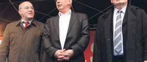 Wie die NRW-Linke tickt, weiß kaum jemand in der Partei – hier Gysi, Lafontaine und Landeschef Zimmermann im Wahlkampf.