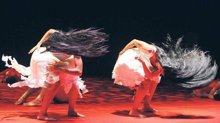 Feuervögel. Eine Szene aus dem Tanzstück „In the Black Garden“, mit dem die Company aus Israel das Wolfsburger Festival am Donnerstag eröffnen wird. Foto: Gadi Dagon /dpa