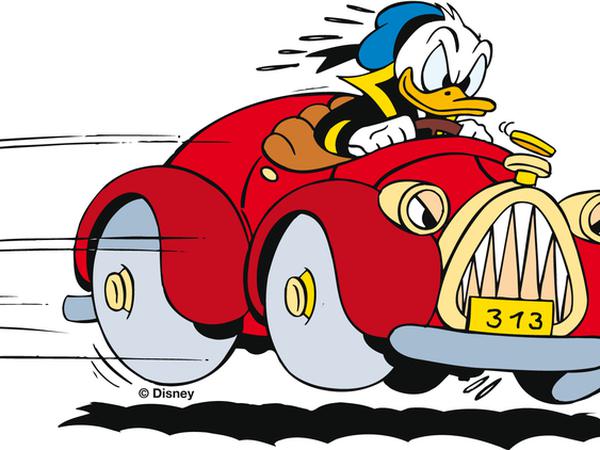 Donald_im Auto_verbissen