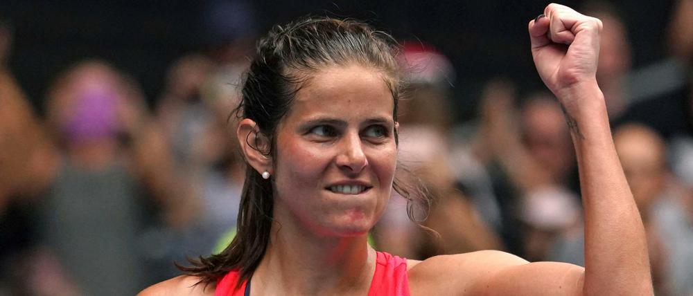 Die Faust ist geballt. Julia Görges steht nach ihrem Sieg, in der nächsten Runde der Australian Open.