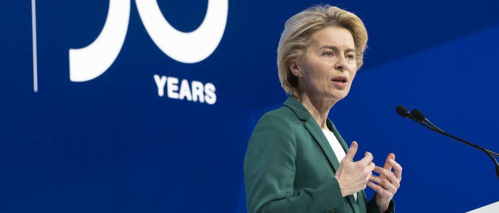 Ursula von der Leyen bei ihrer Rede am Mittwoch in Davos.