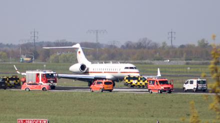 Der Jet der Flugbereitschaft nach der dramatischen Landung im April.