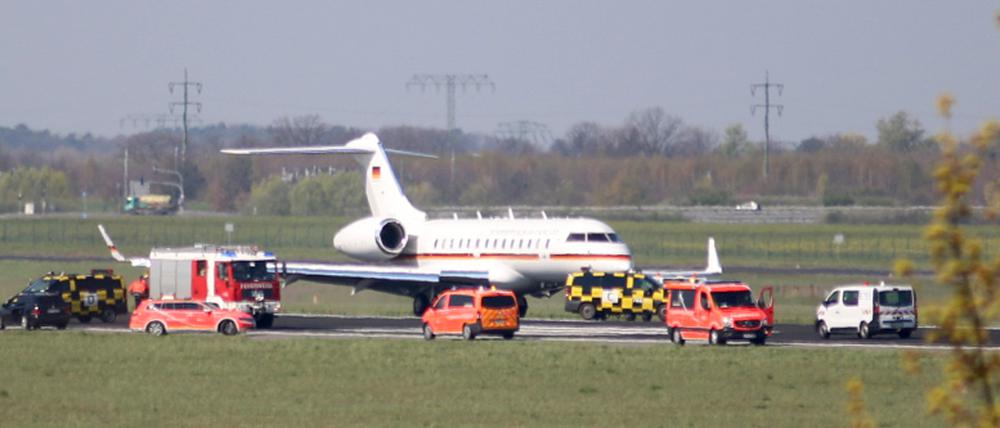 Der Jet der Flugbereitschaft nach der dramatischen Landung im April.