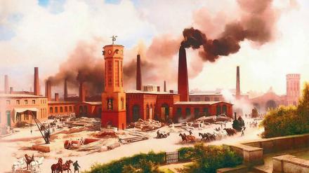Maschinenfabrik August Borsig, Gemälde von Carl Eduard Biermann 1847.