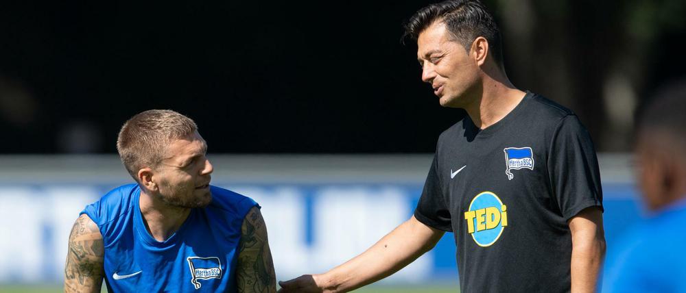 Anstrengend. Für Trainer Ante Covic (r.) und Alexander Esswein geht es nun ins zweite Trainingslager.