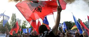 Auch am Samstag gab es Proteste in Tirana. 