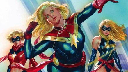 Carol Danvers alias Captain Marvel hatte im Laufe der Zeit viele Gesichter, hier einige davon.