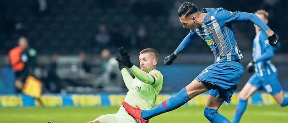 Voller Energie. Davie Selke hatte gegen die Schalker zwei gute Chancen, blieb bei Herthas 2:2 aber erneut ohne eigenes Tor.