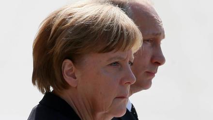 Kanzlerin Angela Merkel und Russlands Präsident Wladimir Putin in Moskau. 