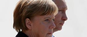 Kanzlerin Angela Merkel und Russlands Präsident Wladimir Putin in Moskau. 