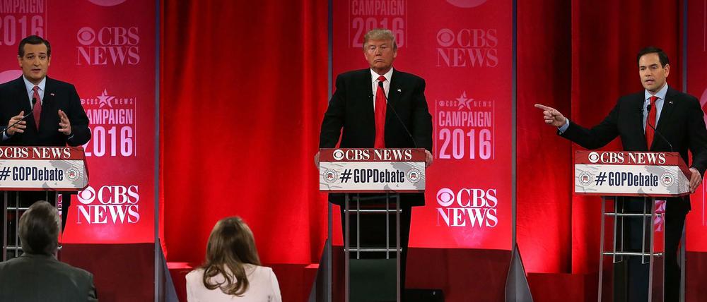 Ted Cruz, Donald Trump und Marco Rubio (von links) in South Carolina.