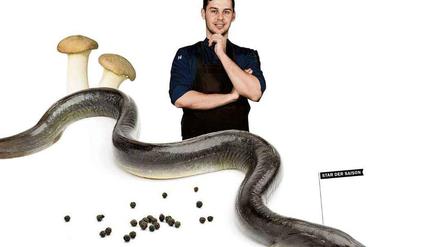 Tim Tanneberger, Küchenchef im eins44 in Neukölln gart den Süßwasseraal sous-vide.