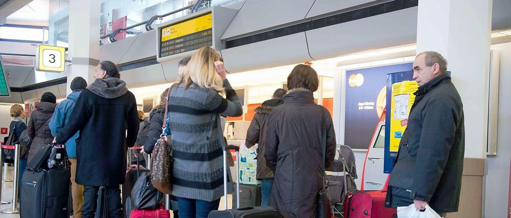 Check-in am Airport Tegel.