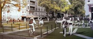 Still soll es werden. Ein Modell von Landschaftsplanern zeigt die Maaßenstraße aus Richtung Winterfeldtplatz.