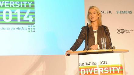 Leidenschaftlich, mit persönlichen Bekenntnissen und anschaulichen Beispielen: Familienministerin Schwesig auf der Diversity-Konferenz des Tagesspiegels.