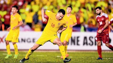 Seltener Jubel. Chinas Nationalmannschaft konnte sich bisher nur ein einziges Mal für die WM 2002 qualifizieren.