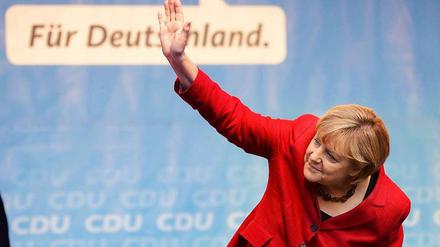 Gute Ausgangslage. Angela Merkel - hier am Mittwoch bei einer Kundgebung in Calw - darf sich Hoffnung auf eine weitere Kanzlerschaft machen.