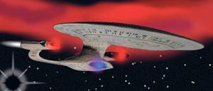 Und los geht's. Mit Warp-Antrieb saust die Enterprise blitzschnell zum nächsten Stern. 