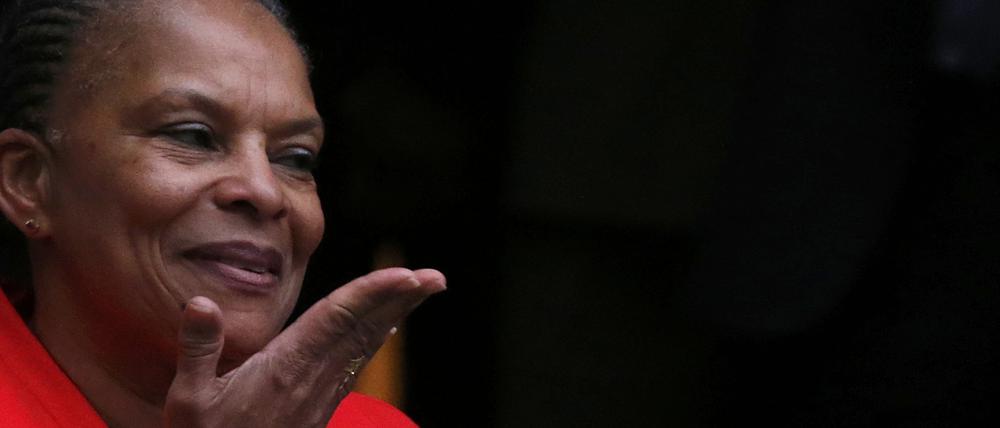 Christiane Taubira nach ihrer Amtsübergabe vor dem Justizministerium in Paris.