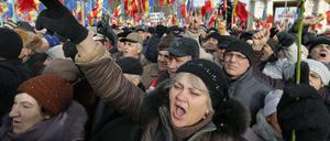 Demonstranten in Chisinau: Druck auf die gerade vereidigte Regierung.