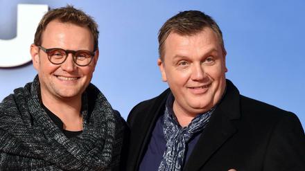 Der Schauspieler Devid Striesow (l) und der Comedian und Buchautor Hape Kerkeling bei der Premiere