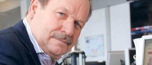 Kontakt zu den Lesern. Frank Bsirske im Newsroom des Tagesspiegels. 