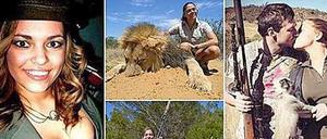 Michaela Fialova mit ihrer Beute: Sie posiert mit erlegten Löwen und Zebras. Auf einem Bild küsst sie nach erfolgreicher Jagd ihren Freund.