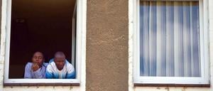 Asylbewerber in einem Flüchtlingsheim in Brandenburg.