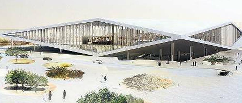 Die Qatar National Library. Das Bibliotheksgebäude wurde von Rem Koolhaas entworfen, in diesem Jahr soll es fertig werden. Lux soll eine „kritische Vielfalt“ an Werken bereitstellen – aber „nichts, was in Teilen der Gesellschaft als sehr problematisch wahrgenommen würde“.