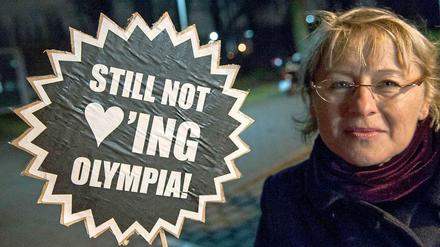 Hiller ist schon lange gegen die Olympischen Spiele in Berlin 2024. Hier auf einer Demo in Berlin vor der Max-Schmeling-Halle im Dezember.