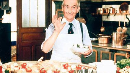 Louis de Funès (1914–1983) in seiner Paraderolle als Restaurantkritiker in der Komödie „Brust oder Keule“.