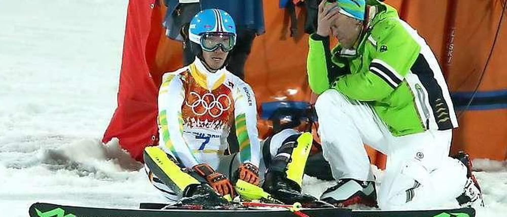 Am Ende unglücklich: Felix Neureuther nach seinem Aus im zweiten Lauf.