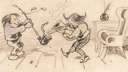 Wie alles begann. Eine Szene aus Wilhelm Buschs "Max und Moritz" von 1864.