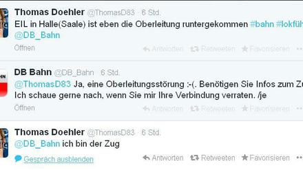 "Ich bin der Zug": Eine kurioser Twitter-Dialog zwischen einem Lokführer und der Bahn begeistert das Netz.