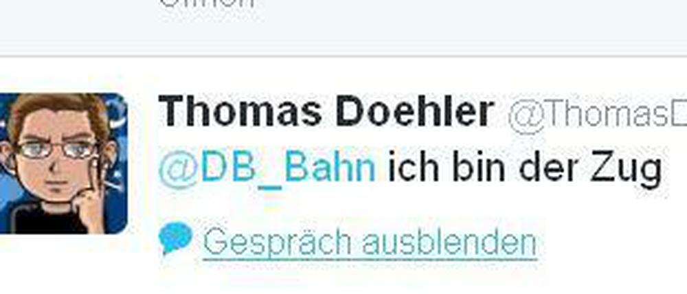 "Ich bin der Zug": Eine kurioser Twitter-Dialog zwischen einem Lokführer und der Bahn begeistert das Netz.