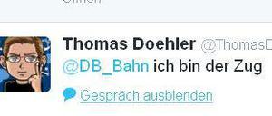 "Ich bin der Zug": Eine kurioser Twitter-Dialog zwischen einem Lokführer und der Bahn begeistert das Netz.