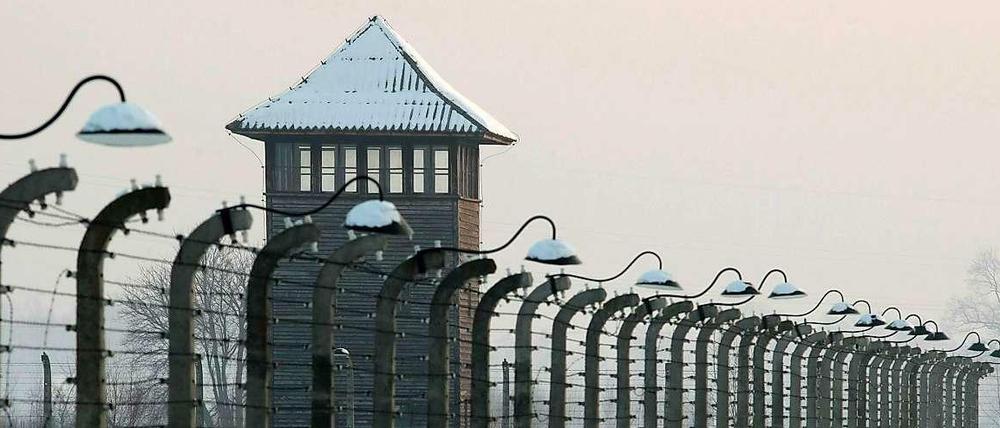 Ein Wachturm im ehemaligen Konzentrationslager Auschwitz-Birkenau..