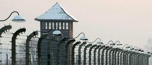 Ein Wachturm im ehemaligen Konzentrationslager Auschwitz-Birkenau..