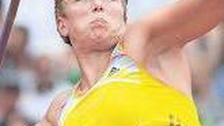 In WM-Form. Christina Obergföll warf den Speer auf 65,61 Meter. Foto: dpa