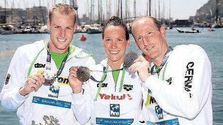 Gold im Yachthafen. Reichert, Härle und Lurz (v.l.) siegten souverän.