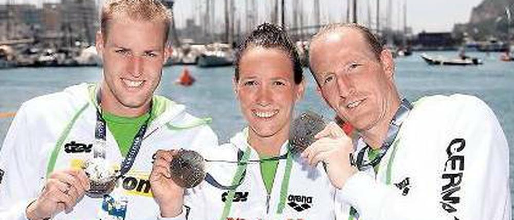 Gold im Yachthafen. Reichert, Härle und Lurz (v.l.) siegten souverän.