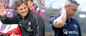 Dass hätte sich der Wiener Peter Pacult (r.) wohl kaum vorstellen können, dass ihn mal ein Falko stürzen könnte. Schon gar nicht ein sächsischer, wie Falko Götz (l.).