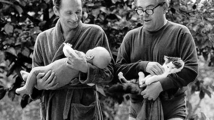 Walter Höllerer mit Sohn Florian, Max Frisch, Berzona (Tessin), September 1968