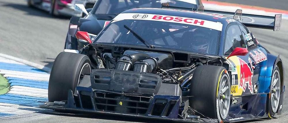 Mehr Action: Der Schwede Mattias Ekström vom Audi Sport Team Abt Sportsline fuhr zwischenzeitlich ohne Motorhaube.