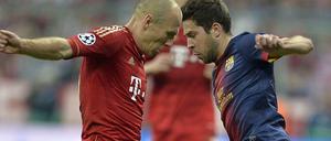 Offensiv gestoppt: Arjen Robben stellt sich Barcas Verteidiger Bartra in den Weg.