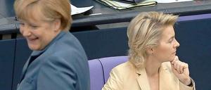 Frauen an der Macht: Kanzlerin Angela Merkel (links) und Arbeitsministerin Ursula von der Leyen am Donnerstag im Bundestag.