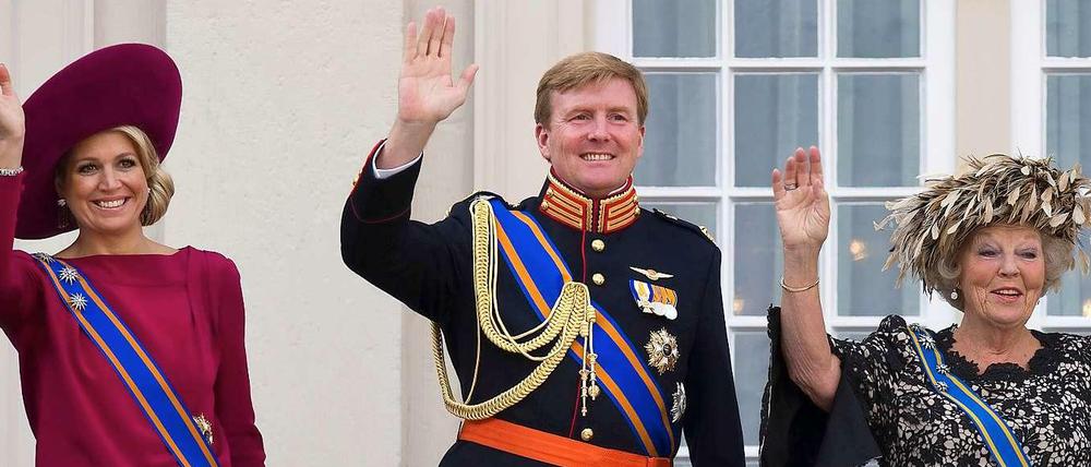Prinz Willem Alexander, seine Frau Maxima und seine Mutter, Königin Beatrix.