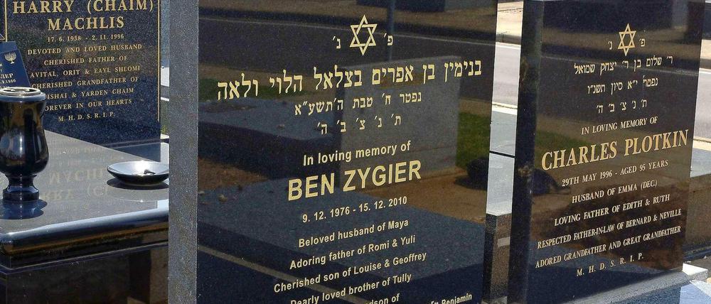 Das Grab von Ben Zygier, der als "Gefangene X" bekannt wurde, auf dem jüdischen Friedhof von Melbourne.